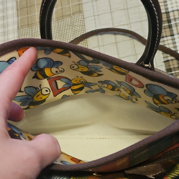 Dooney & Burke Madras Plaid Small Tassel Ladybug Tote Bag / Satchel EUC - Picture 6 of 16